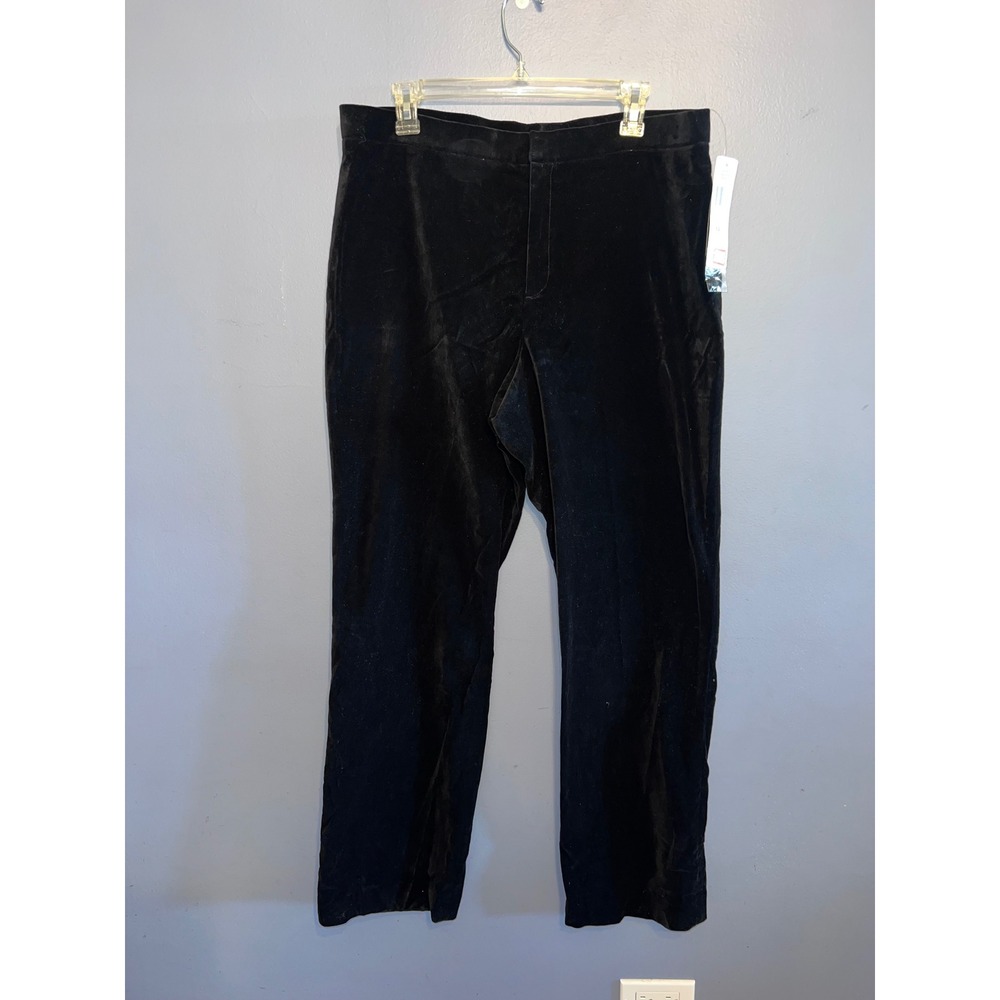 Women's Lauren Ralph Lauren Black Veloir‎ Trousers Stretch Fabric SZ 14 W Tags